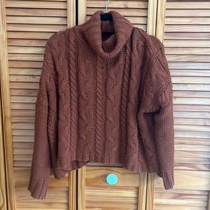 Oversized Burnt Orange Cozy Turtleneck Sweater